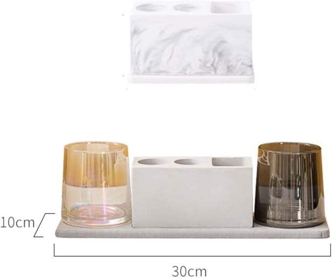 Toothbrush Rack Bathroom Countertop Toothbrush Holder Multi-Function Toothbrush Holder with Three Sinks for Toothpaste Storage Bathroom Toothbrush Holder(C)