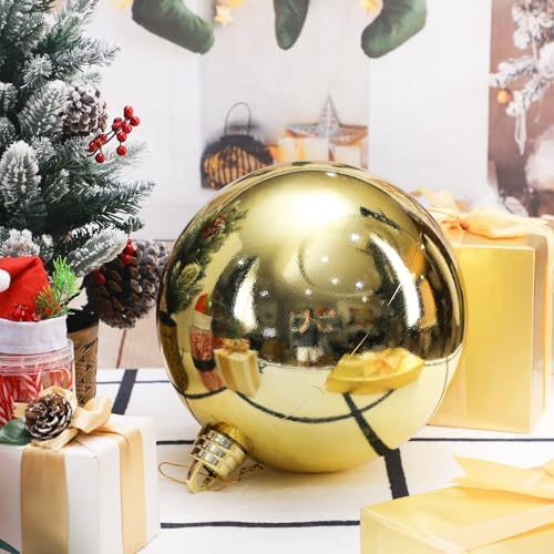 Threan 12 Inch Large Gold Shiny Christmas Ball Ornaments for Christmas Tree