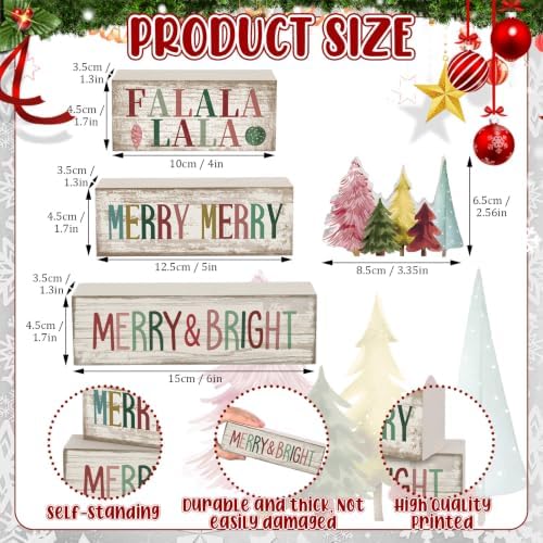 Moucuny 4 Pcs Christmas Table Decorations, Wooden Pastel Christmas Tree
