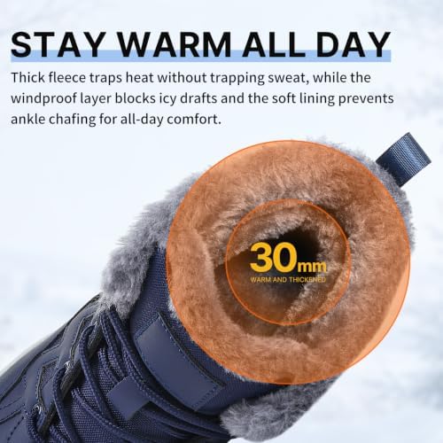 Snow Boots for Men Winter Waterproof Warm Fur Lined Shoes Non Slip Ankle