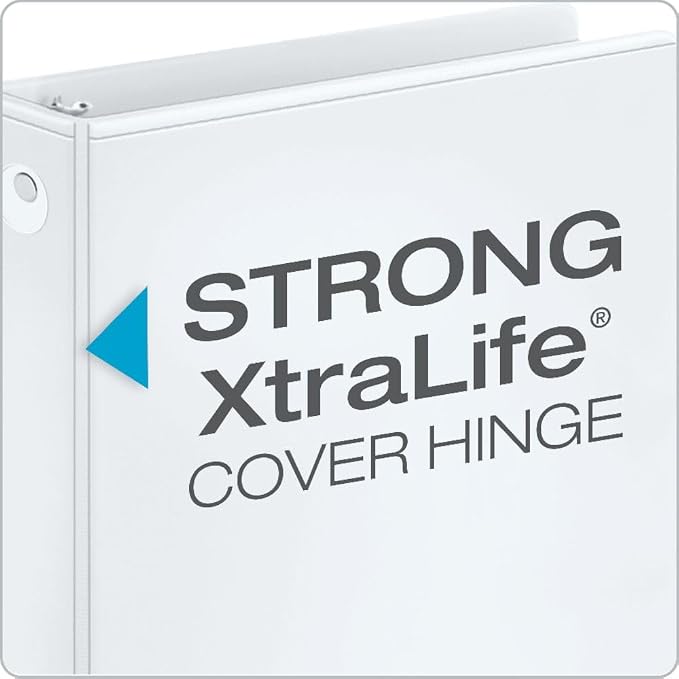 Cardinal 0.5 Inch 3 Ring Binders, White, 12 Pack, Round Ring Binder, Holds 125 Sheets, PVC Free, Customizable Covers, 2 Pocket View Binders for Office and School Organization
