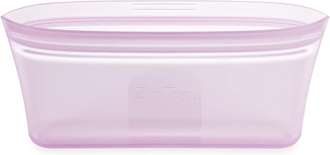 Zip Top Reusable Food Storage Bags | Snack Bag [Lavender] | Silicone Meal Prep Container | Microwave, Dishwasher and Freezer Safe | Made in the USA