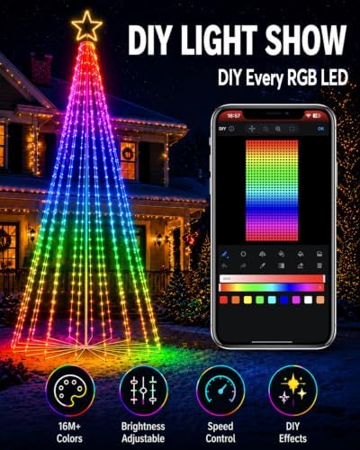 17FT Outdoor Christmas Tree with Lights, DIY Light Show LED Christmas Tree