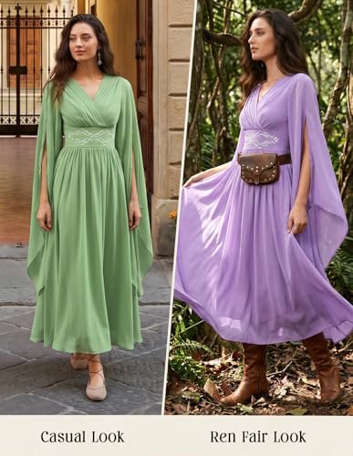 Scarlet Darkness Women's Renaissance Costume V Neck Medieval Fairy Dresses