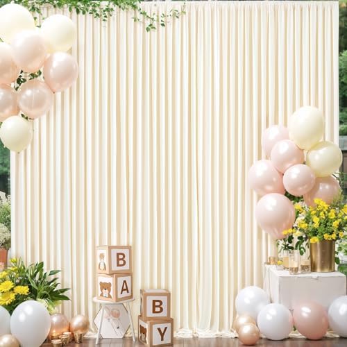 Champagne Backdrop Curtain for Parties Wedding Baby Shower Wrinkle Free Photo Curtains Backdrop Drapes Fabric Decoration for Bridal Shower 5ft x 7ft,2 Panels