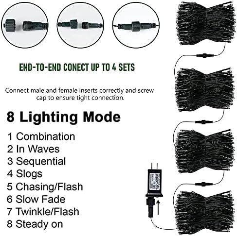 TW SHINE Halloween Lights, 400 LED 132FT Outdoor Halloween Lights Plug in with 8 Modes, Waterproof Light Outdoor, Indoor Decorations for Party Yard Haunted House Decor, Orange and Purple