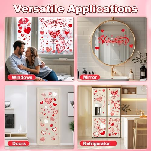 9 Sheets Valentines Window Clings, Valentines Day Decorations Heart Decor