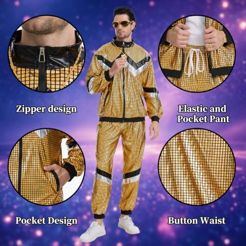 80s Outfits for Men Women,90s Tracksuit Retro Party