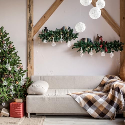 Hungdao 14pcs Vintage Christmas Ornaments Retro Glass Balls, Clear
