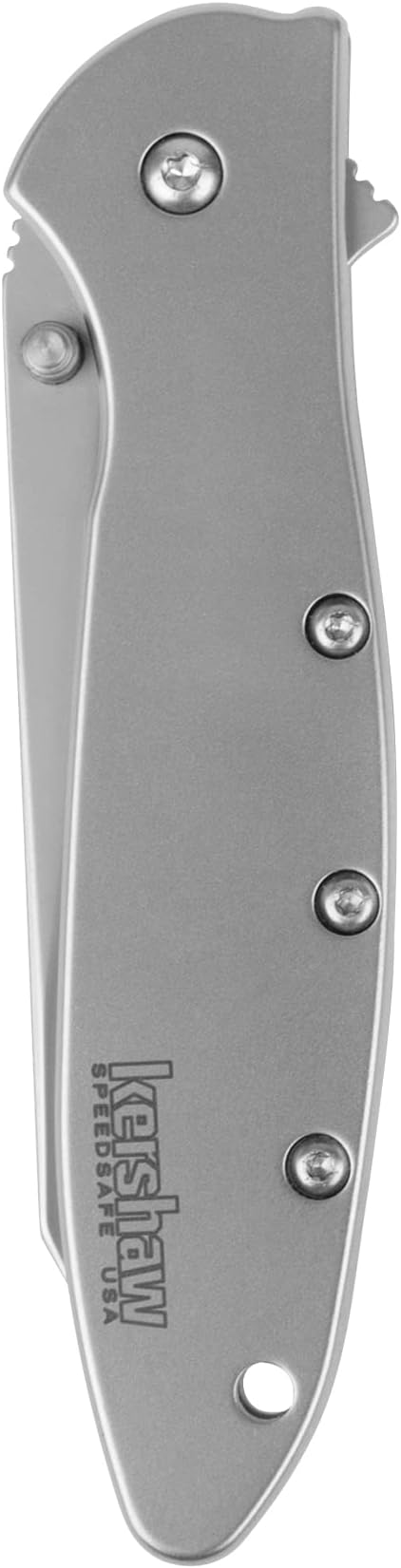 Kershaw Leek, BlackWash Pocket Knife (1660BLKW); 3 Sandvik 14C28N Steel Blade, 410 Stainless Steel Handle, BlackWash Finish, SpeedSafe Assisted Open, Frame and Tip Locks, Reversible Pocketclip; 3 OZ