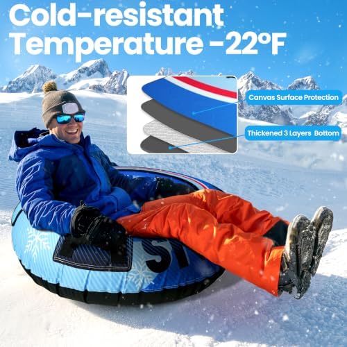 48" Snow Tubes for Kids Adults Sledding Heavy Duty with Canvas Cover