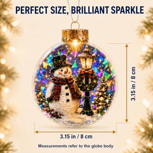 Lighted Snowman Ornament with Prismatic Sparkle, 3.15 Inch Christmas Decor