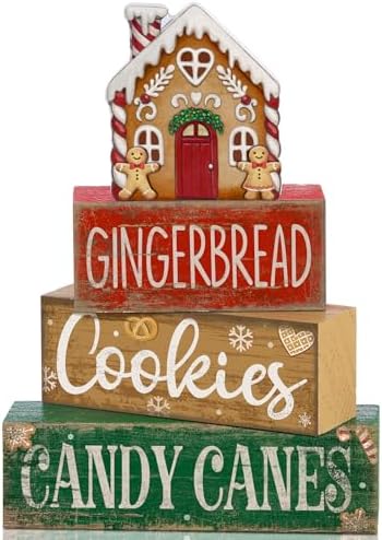 Lineshading 4 Pcs Christmas Table Decor Gingerbread House Tiered Tray Decor