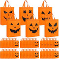 Sanwuta 150 Pcs Halloween Tote Gift Bags 14.9 x 11.8 Large Treat or Trick Pumpkin Reusable Non Woven Candy Goodies Bag for Halloween