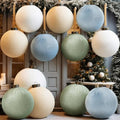 Liliful 12 Pcs Extra Large Velvet Christmas Balls Velvet Ornaments for Christmas Tree Flocked Shatterproof Xmas Tree Balls Bulk for Holiday Party Xmas Trees Hanging Decorations(4 Inch,Morandi)