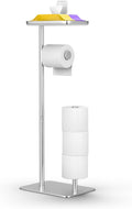 Day Moon™ - Toilet Paper Holder - Modern Roll Holder for Bathroom - 1 Pack - Free Standing - with Shelf, Brushed Nickel