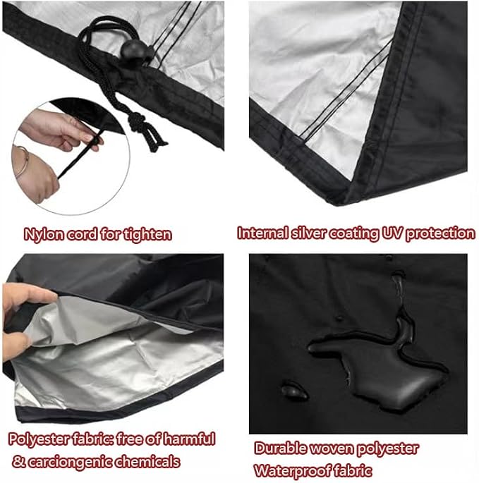 Grill Cover for Cuisinart GAS-2556AS, 420D Oxford Fabric BBQ Grill Cover with Adjustable Side Straps, Bottom Drawstring Cord Lock, Storage Bag Included,C 72 Inch (72" x 26" x 51")