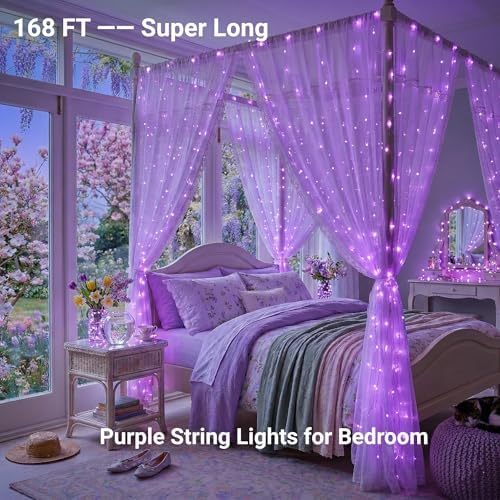 JMEXSUSS 600 LED Purple Christmas Lights Indoor Outdoor Halloween Lights