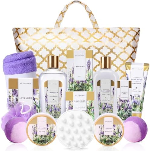 Spa Luxetique Lavender 15pc Spa Sets Gift Baskets for Women