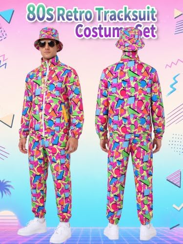 SOMSOC 80s 90s Hip-Hop Tracksuit Costume Set for Men Halloween Party