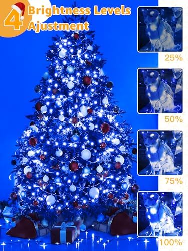 BrightChristmas 500 LED 164 FT Christmas Lights, Waterproof Outdoor String Lights with Remote and Timer, Christmas Tree Lights with 8 Modes Dimmable, Fairy Lights for Holiday Decor (Blue)