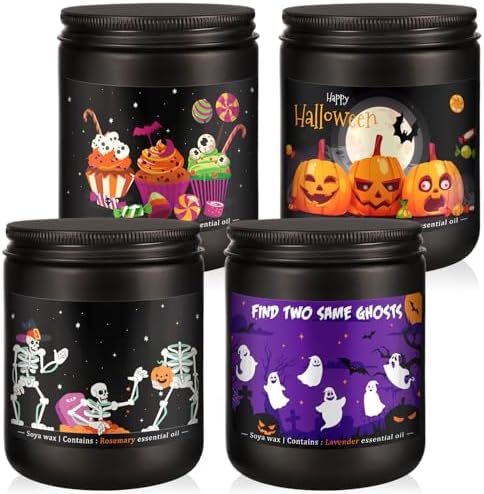 4 Pack 8Oz Halloween Scented Candles for Home Scented Aromatherapy Candles