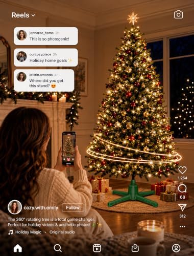 COOLWUFAN Rotating Christmas Tree Stand for 9 ft Artificial Trees