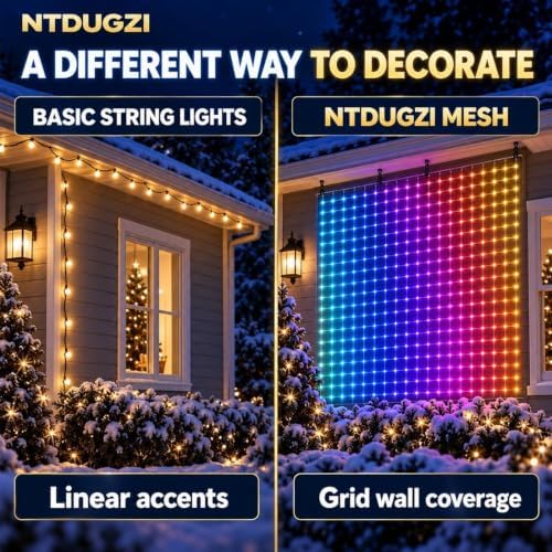 Christmas LED House Net Smart Outdoor Wall Curtain Light Animated Display
