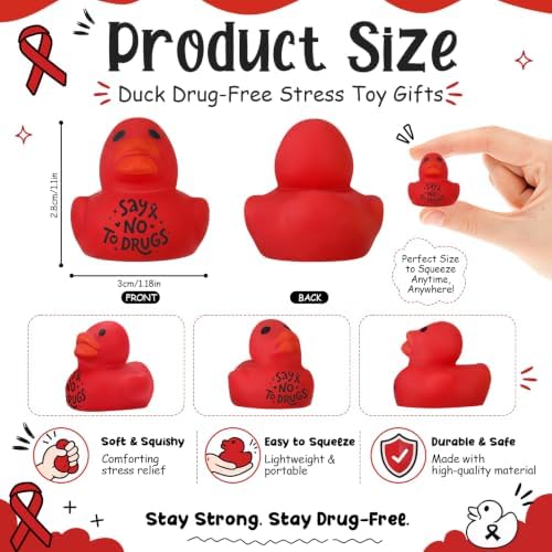 Thenshop 72 Pcs Red Ribbon Week Drug Free Duck Ball Bulk