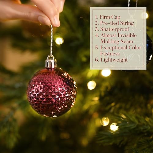 Valery Madelyn Christmas Tree Decorations Ornament Set, 50ct 2.36 Inches Bronze Copper Purple Shatterproof Christmas Ball Ornament Hanging Xmas Holiday Party Decor