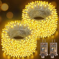 Hezbjiti 2Pack 1000 LED 403FT Christmas Lights Outdoor String Lights 8 Modes with Timer Memory Waterproof Fairy Lights Plug in for Classroom Bedroom Wedding Party Holiday Xmas Decorations(Warm White)