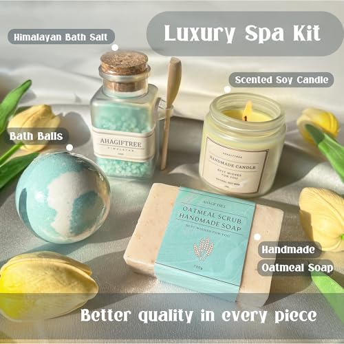 AHAGIFTREE Gift Basket for Women, Birthday Gifts Get Well Soon Gift Baskets For Women,12PC Get Well Gifts After Surgery,Care Package,Grief,Sympathy Gifts (cerulean)