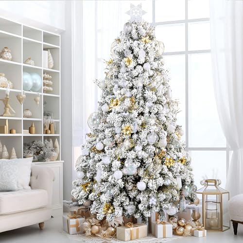 SHareconn 100PCS Christmas Tree Ornaments Clear Set, White
