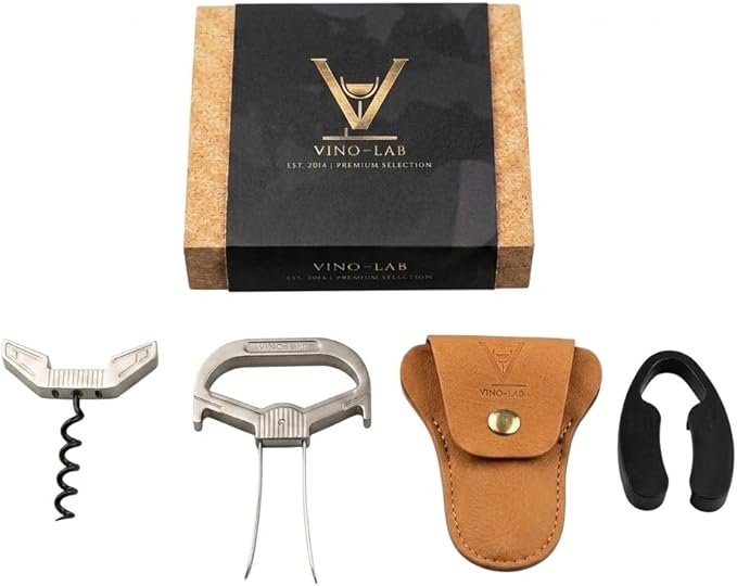 VinoLab Ah So Wine Opener, Two-Prong Cork Remover for Vintage Bottles and Delicate Old Corks, Sommelier Style Cork Extractor with Protective Cover and Gift Box