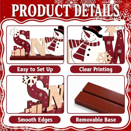 3Pcs Christmas Table Decorations, Wooden Christmas Decor Indoor