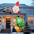 OurWarm 8FT Hanging Christmas Inflatable Outdoor Decoration, Climbing Santa Claus Inflatable with Reindeer Persent Bag, Christmas Blow Ups Outdoor Built-in LED Lights for Xmas Yard Trees Windows Eaves