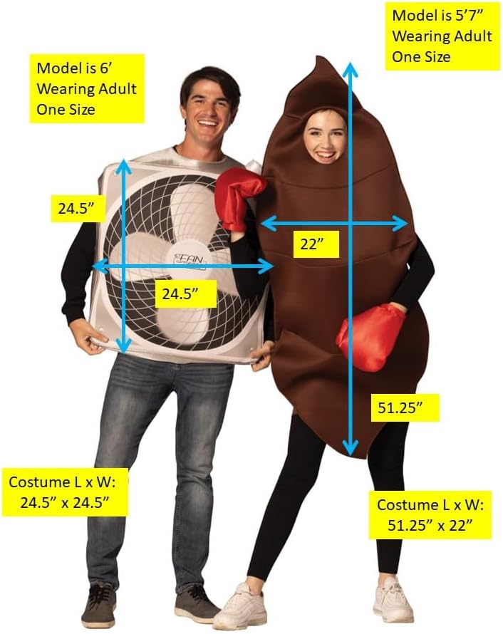 Rasta Imposta Funny Novelty Gag Halloween Costumes, Sh!t Hits the Fan Couples Costume Set, Women and Men, Adult One Size