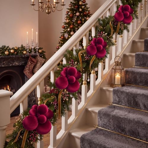 6 Pack Burgundy Christmas Ball Clusters Ornaments Decorations