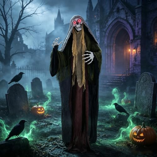 6.1Ft Halloween Decorations Outdoor Animatronic, Life Size Skeletons Ghost