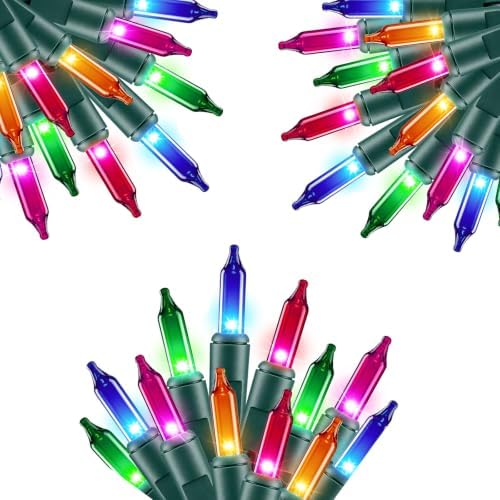 Multi-Colored Christmas Lights, 60FT 300 Count Incandescent Mini String Lights, Connectable Waterproof Fairy Light Christmas Decorations for Indoor Outdoor Xmas Tree Garland Garden Patio Party Decor