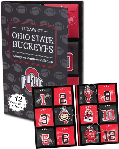 Ohio State Merch Buckeyes 12-Day Football Ornament Advent Calendar OSU Gift