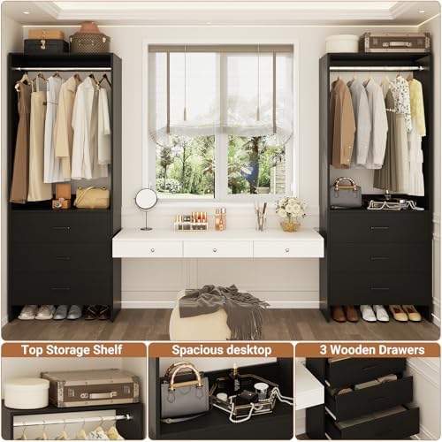 Aheaplus Closet System Closet Organizer, 3.6FT Closets, Set of 2，Black