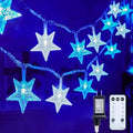 Star String Lights Plug in - 33 ft 100 LED Star Fairy String Lights with Remote and Timer, 8 Modes Waterproof for Bedroom Tent Loft Bed Window Backyard Patio Porch Balcony Staircase Party, Blue