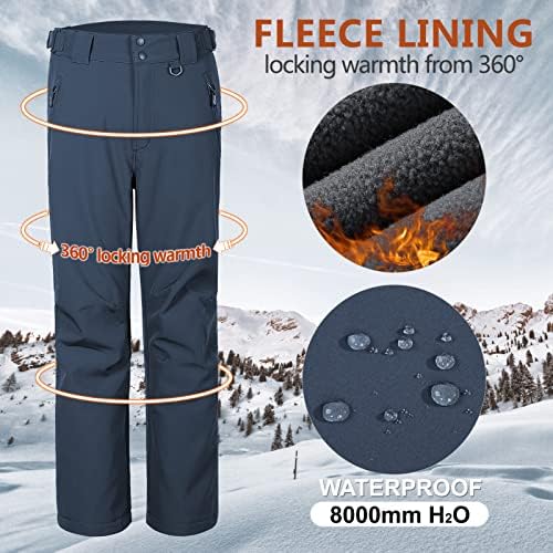Outdoor Ventures Men's Fleece Lined Ski Snow Pants Waterproof Insulated