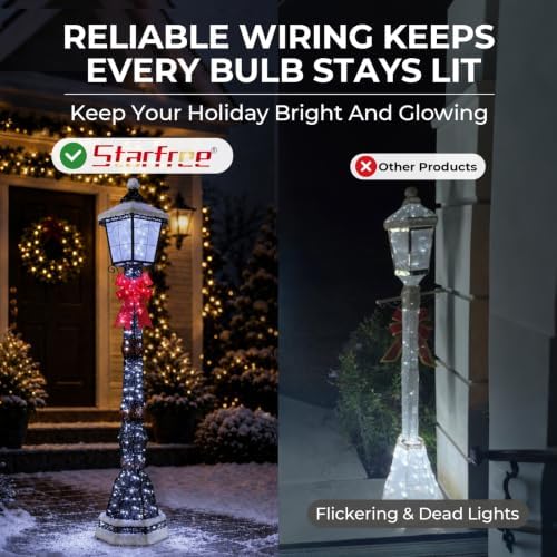 60 Inch 3D Lamp Post Lighted Outdoor Christmas Decoration Black