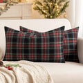 MIULEE Christmas Plaid Pillow Covers Scottish Tartan 12x20 Dark Blue