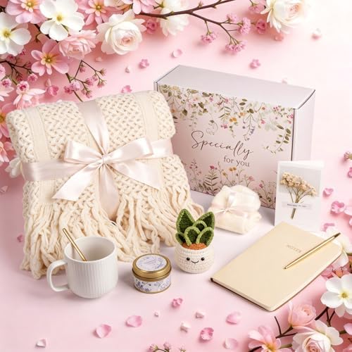 Birthday Gift for Women Friendship, Gifts for Women Birthday Unique Self Care, Gifts Basket for Best Friend, Sister, Mom, Teen Girls, Wife, Girlfriend, Coworker (Ivory)