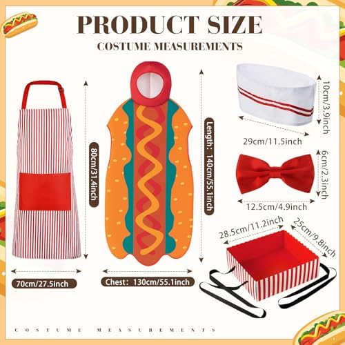 SATINIOR 5 Pcs Halloween Hot Dog Costume Popcorn Waiter Outfit Hat
