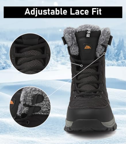 ziitop Men's Winter Snow Boots Waterproof Warm Fur Lined Insulated Boots