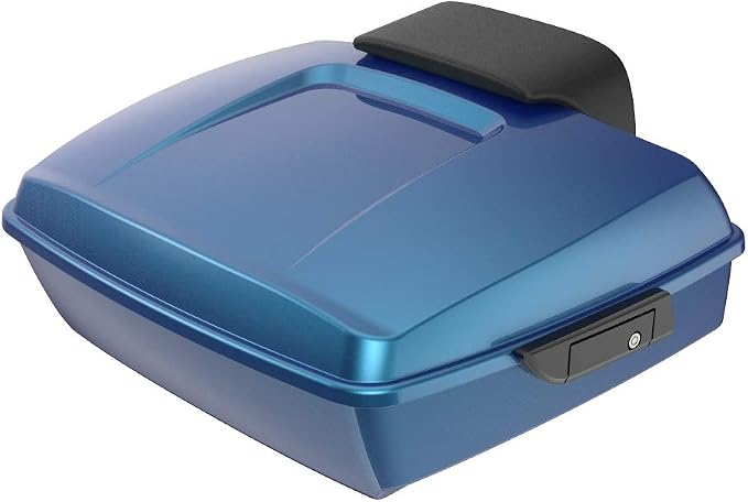 Advanblack Road Glide Tour Trunk Pack Daytona Blue Chopped Tour Trunk Pack Backrest Pad for '97-'25 Harley Touring Road King Street Glide Electra Glide CVO models